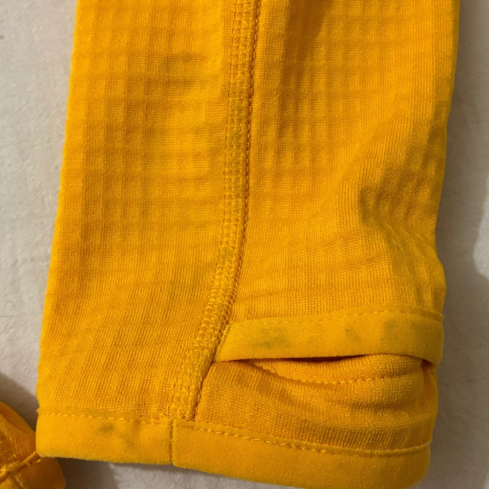 Marmot SIze Medium Yellow Full Zip Grid Fleece Jacket Mock Neck Hiking Outdoors - Picture 12 of 12